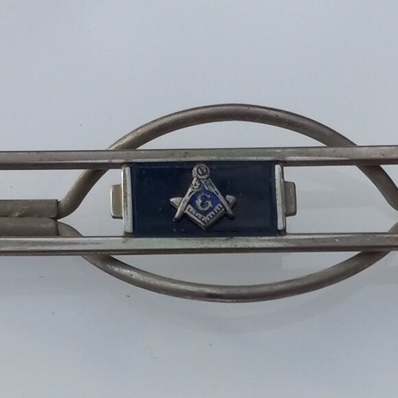 Swank Klip Masonic on Onyx Ground Neck Tie Bar Freemasonry - Picture 1 of 15